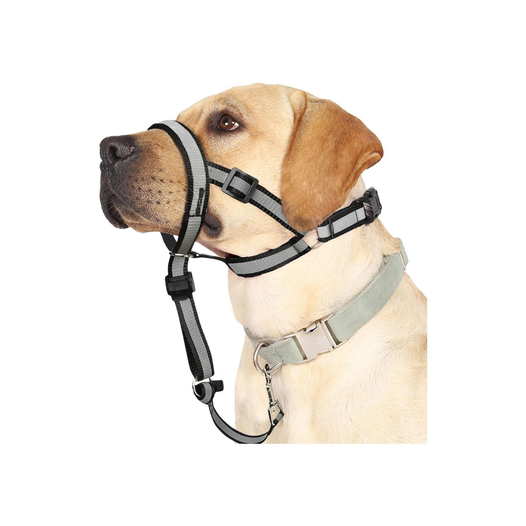 Reflective Head Collar, No Pull Collar for Large Dogs, Anti-Pull Muzzle Leash for Large Sized Breed, Adjustable Soft Dog Halter, Nose Leash for Easy Control on Walks