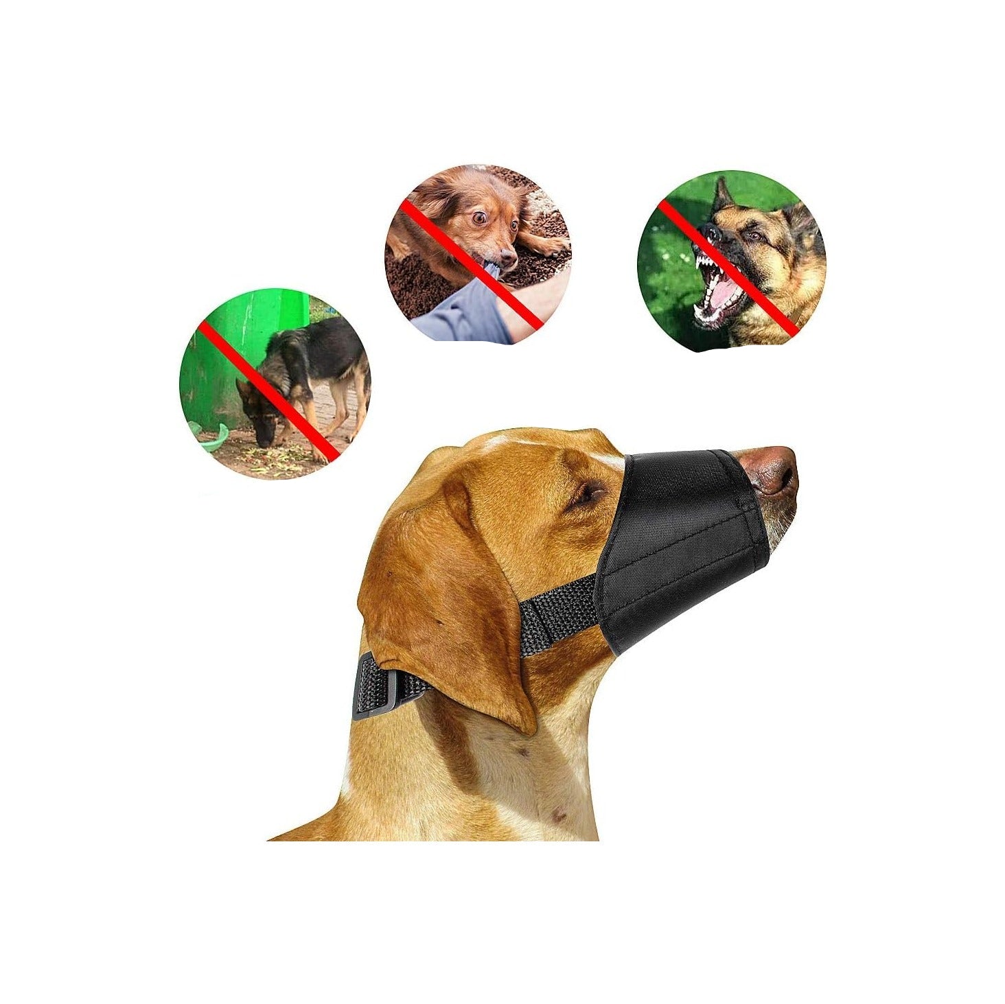 Adjustable Breathable Safety Small Medium Large Extra Dog Muzzles for Anti-Biting Anti-Barking Anti-Chewing Safety Protection(Black)