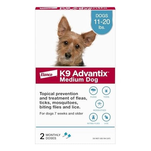 Flea, Tick & Mosquito Prevention for Dogs 11-20 lbs. | Flea Drops for Medium Dogs | Apply Monthly | 2 Treatments