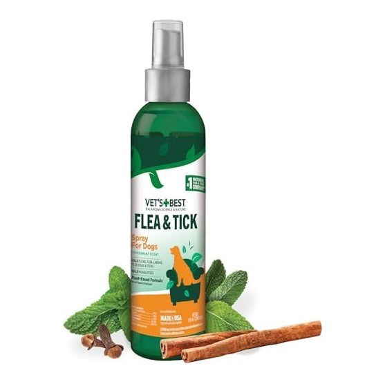Natural Flea and Tick Spray for Dogs – Plant-Based Flea Repellent with Certified Essential Oils – Natural Pest Control and Prevention – Non-Toxic Formula for Home Use – 8 oz Bottle