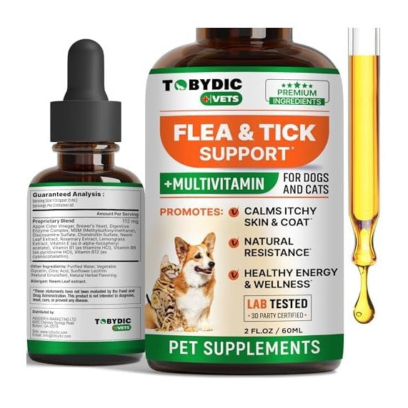 Flea & Tick Prevention Support - Oral Flea Natural Control & Treatment for Dogs and Cats - Herbal Medicine for Small and Large Dogs with Multivitamin Pet Supplement Made in USA
