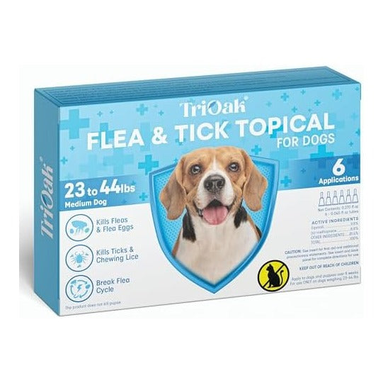 Flea and Tick Prevention for Dogs: Flea & Tick Topical for Medium Dogs 23-44 lbs, 6 Dose Flea and Tick Prevention for 6 Months (6 Pack)