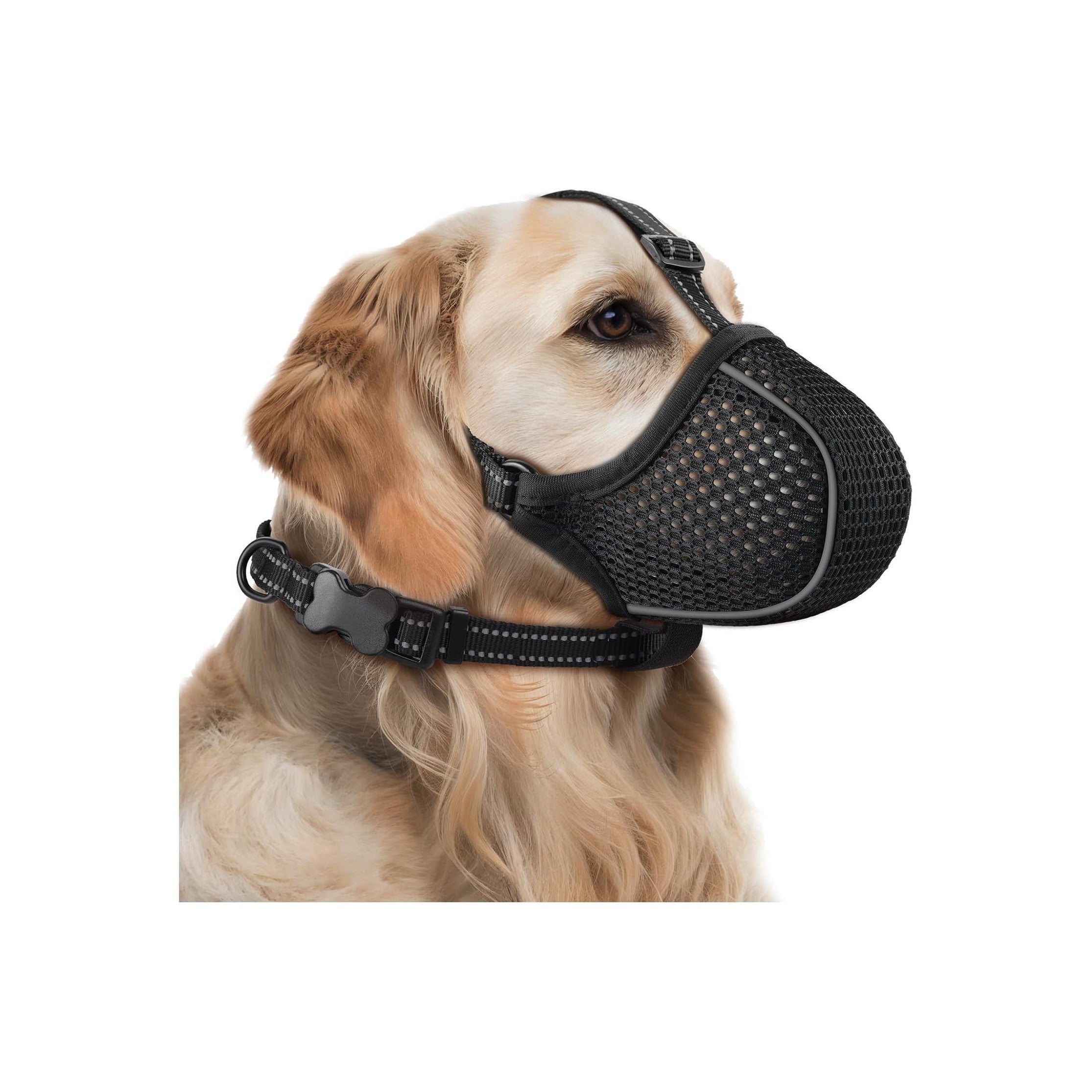 Dog Muzzle,Soft Nylon Muzzles Anti Biting Barking Chewing,Breathable Reflective Adjustable Loop Pets for Small Medium Large Sized Dogs,Allows Panting and Drinking