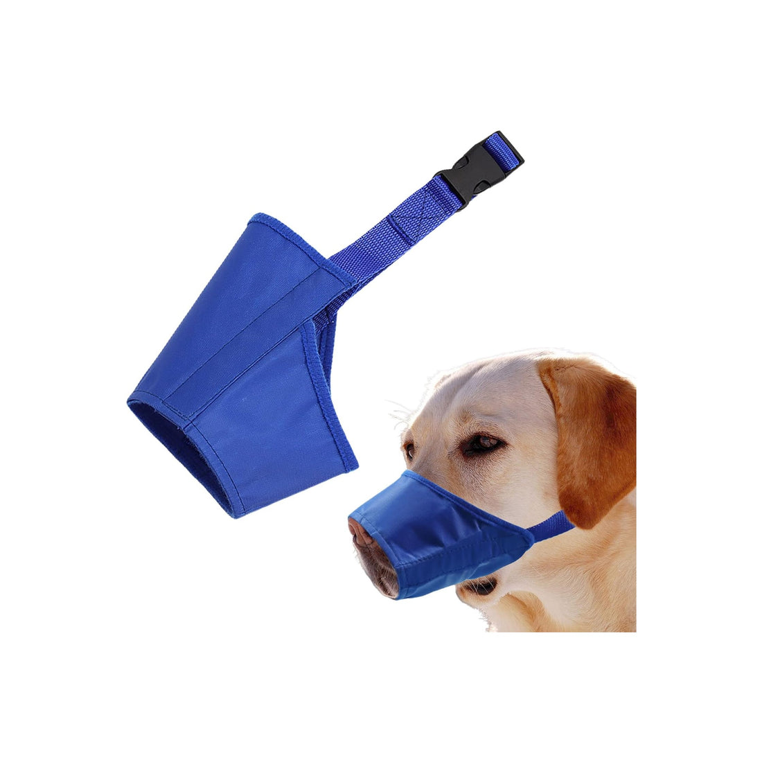 Dog Muzzle, Soft Anti-Biting Barking Chewing Muzzle, Breathable Waterproof Adjustable Muzzle for Small Medium Dogs,Blue (L)