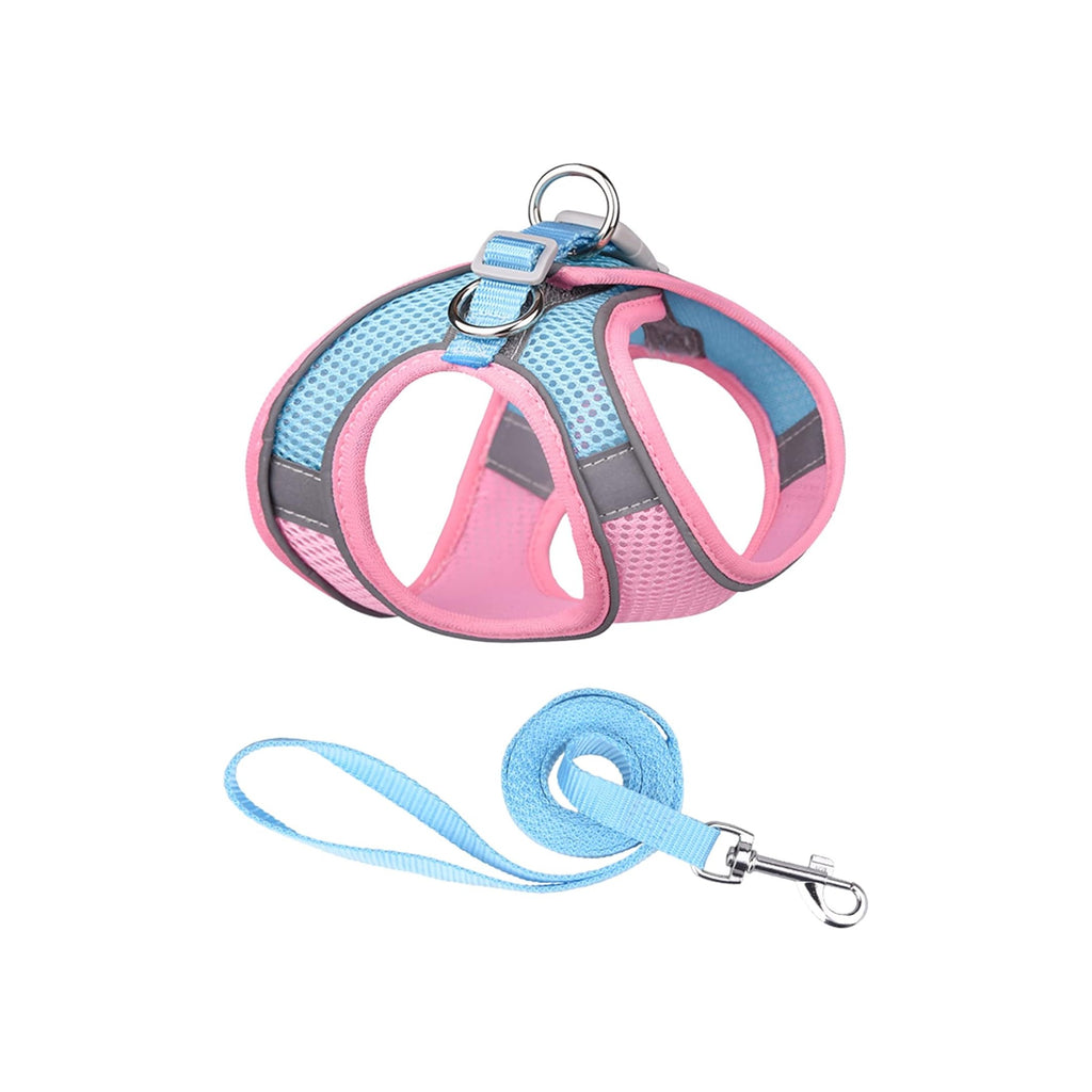 Soft Small Dog Harness and Leash Set Mesh Puppy Harnesses Leash Easy Walk Dog Harness Vest Adjustable Reflective No Pull Dog Harnesses for Small Dogs Cats