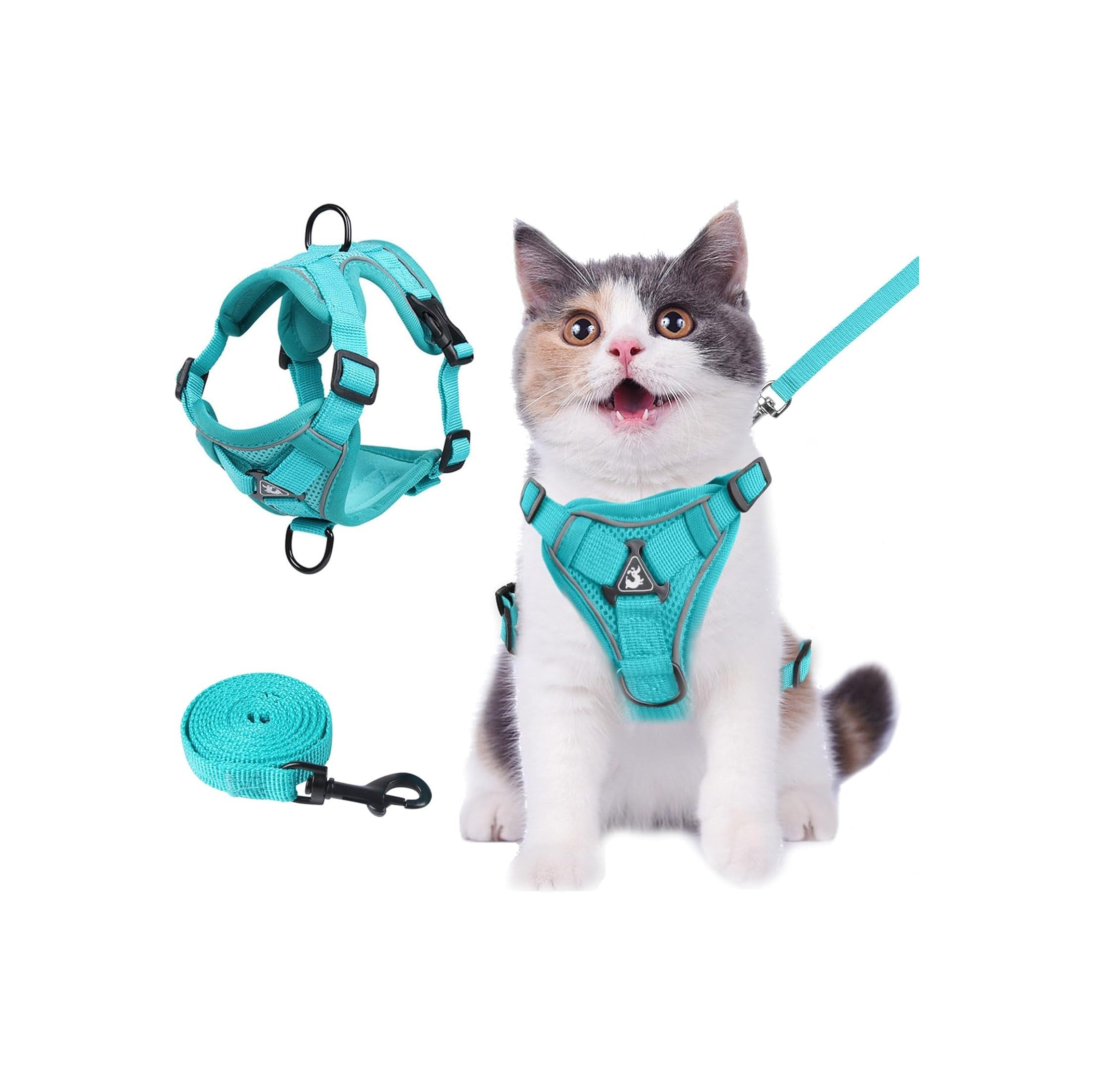 Summer cat Chest Harness and Leash, Anti-Escape Adjustable Soft mesh cat Leash and Chest Harness Set for All Types of Cats cat Vests