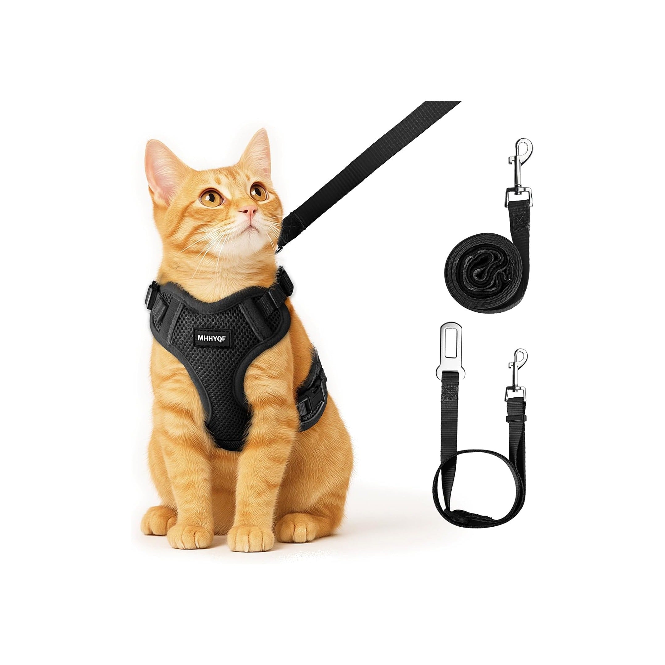 Cat Harness and Leash for Walking, Cat Car Harness, Escape Proof Soft Adjustable Vest Harnesses for Cats, Easy Control Breathable Reflective Strips Harness, Kitten Harness and Leash Set