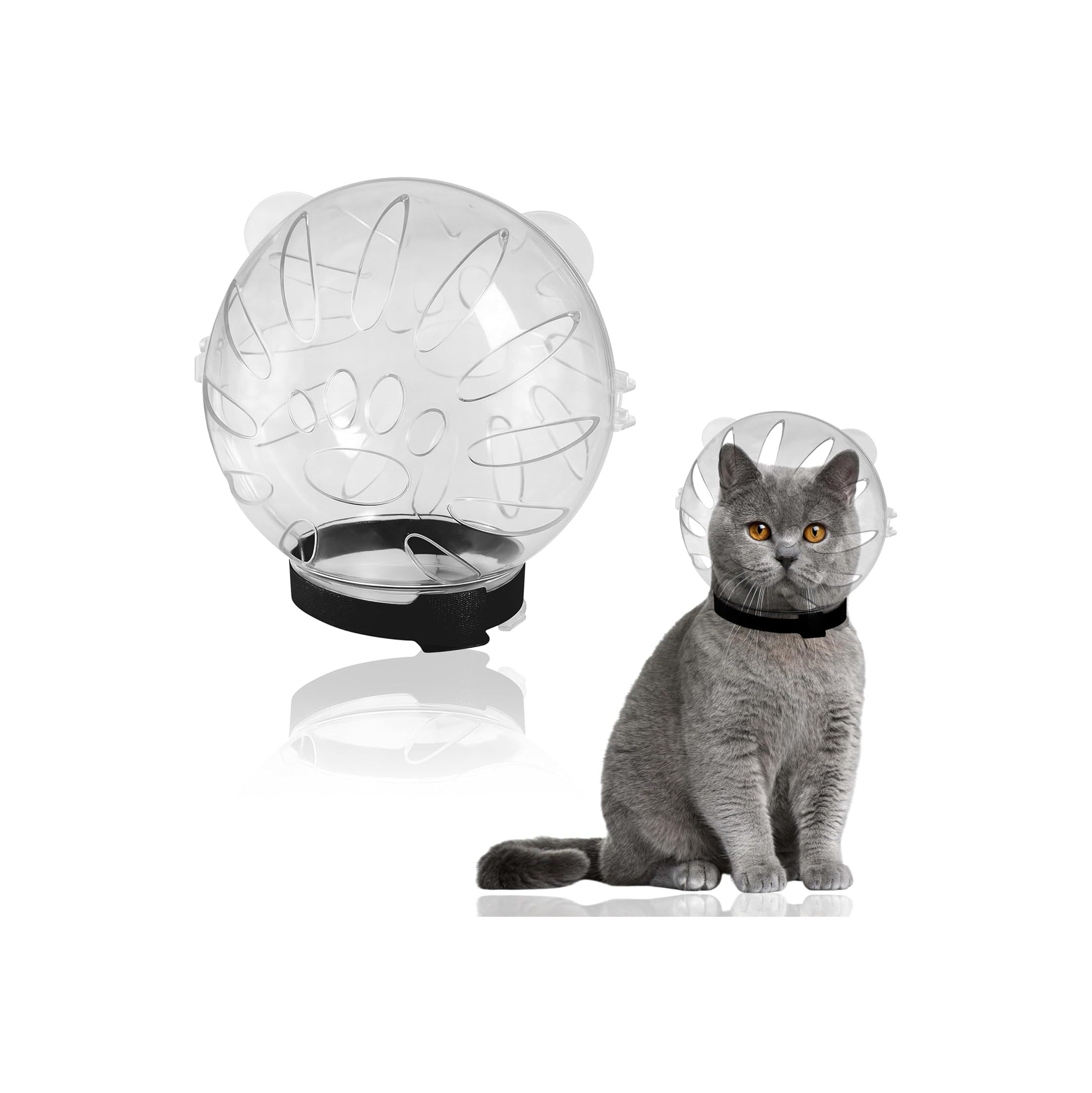 Cat Transparent Muzzle for Grooming, Bathing, Nail Trimming Shaving, Pet Anti-bite Astronaut Helmet, Help for Aggressive Kitten, Anti-Lick, Biting, Chewing, Breathable & Adjustable Ball Mask