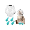 Cat Muzzle for Grooming, Adjustable Breathable Transparent Cat Astronaut Helmet with 4 Silicone Paw Shoes for Bath Nail Trimming