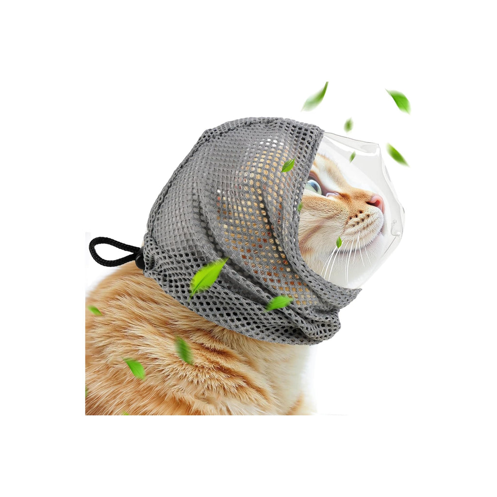 Adjustable Cat Muzzle for Grooming and Biting Prevention, Breathable TPU Material with 4 Anti-Scratch Gloves for Nail Trimming Bathing Vet Visits