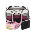 Dog Cat Playpen, Puppy Pet Playpen Indoor for Small Dog Crate Tent Cage Outdoor, Portable Pop Up Dogs Enclosure Kennel with Carrying Case for Dogs/Cats/Rabbits(Pink, Small with pad)
