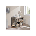 Dog Crate Furniture with Cushion Wooden Dog Crate with Double Doors/Adjustable Feet Side End Table for Small/Medium Dogs, Greige