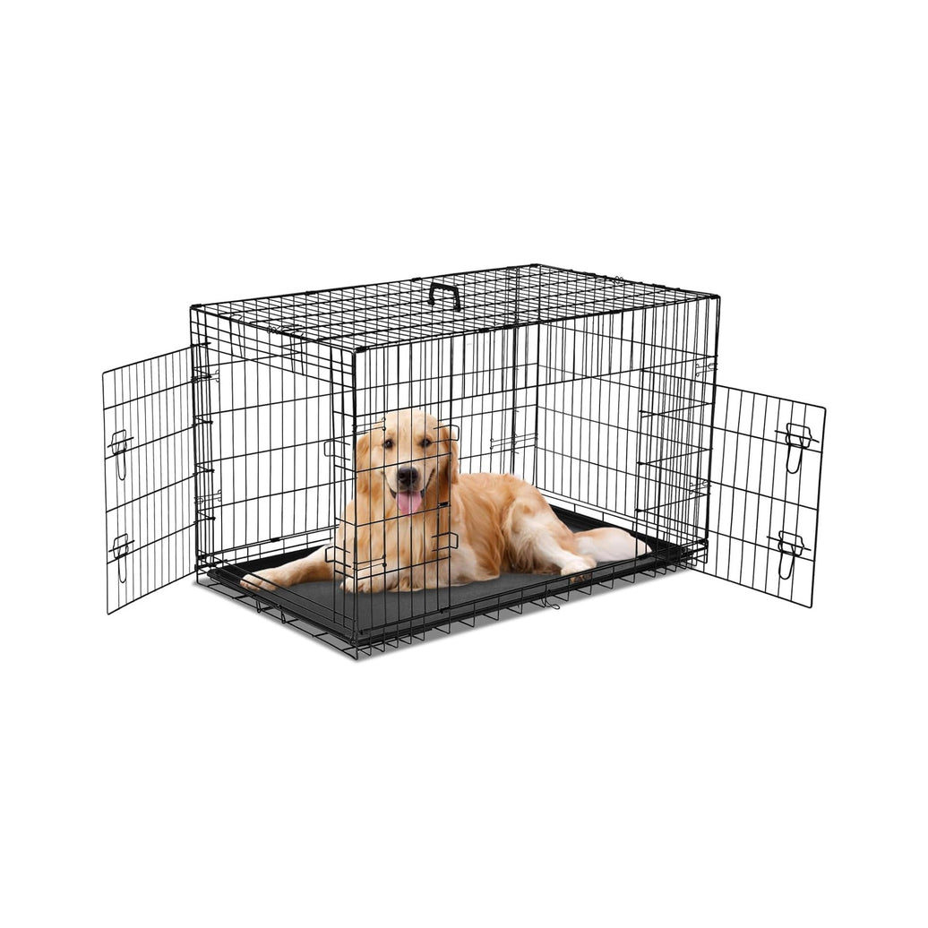 Double-Door Wire Dog Crate with Tray (36")