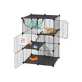 Cat Cage, 3-Tier DIY Catio Cat Enclosures, 24" x 16" x 36" Cat Playpen Indoor & Outdoor with Hammock, Detachable Metal Wire Kennel Cats Crate, 2x1x3 Exercise Place for 1-2 Cats/Kitten