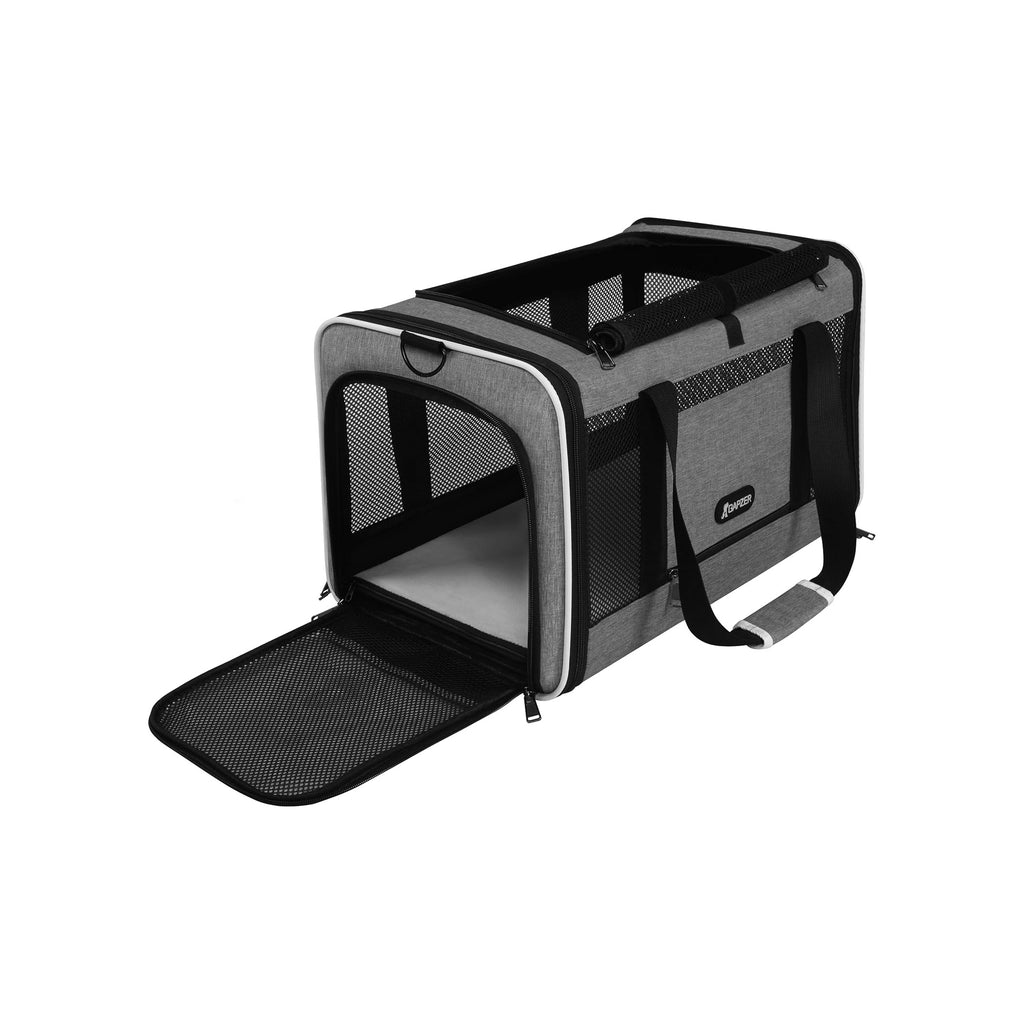 Cat Carrier 18x11x11 Top Load Soft Pet Travel Bag Over 15 lbs, Collapsible Small Dog Puppy Crate 10 Pounds, Small Animal Rabbit Kennel Carrying Case, Kitten Mesh Cage Medium Cat Under 25 Grey
