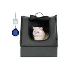 Portable Cat Travel Litter Box with Zipped Waterproof Bag,No Collapse with Hard Base Insert at Bottom, No Leakage, No Smell, Easy to Carry, Easy to Use in Hotels, Car Black