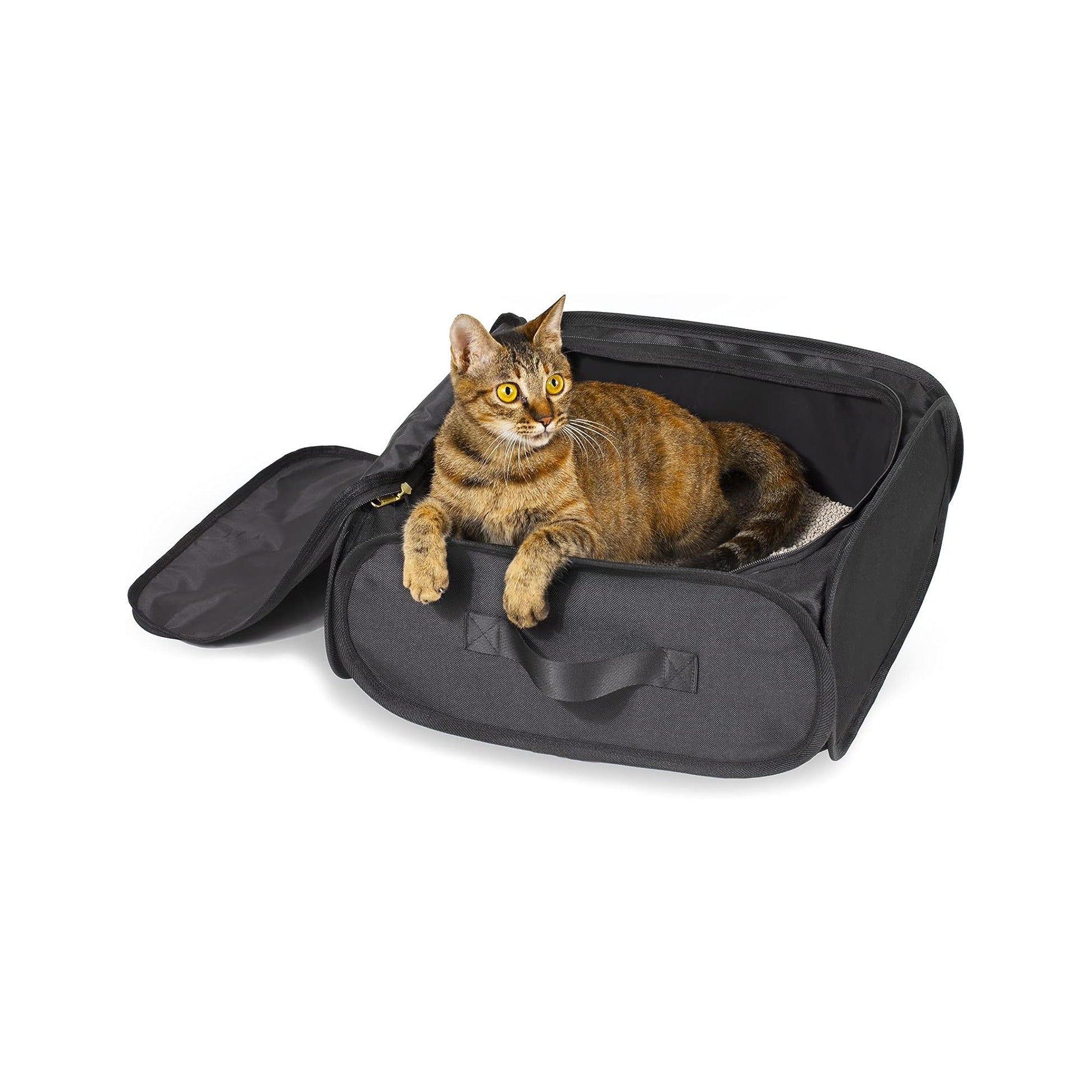 Cat Travel Litter Box Collapsible Portable Cat Litter Box with Lid and Handle Standard for Travel Light Weight Leak-Proof, Sturdy, Lightweight, Easy to Clean