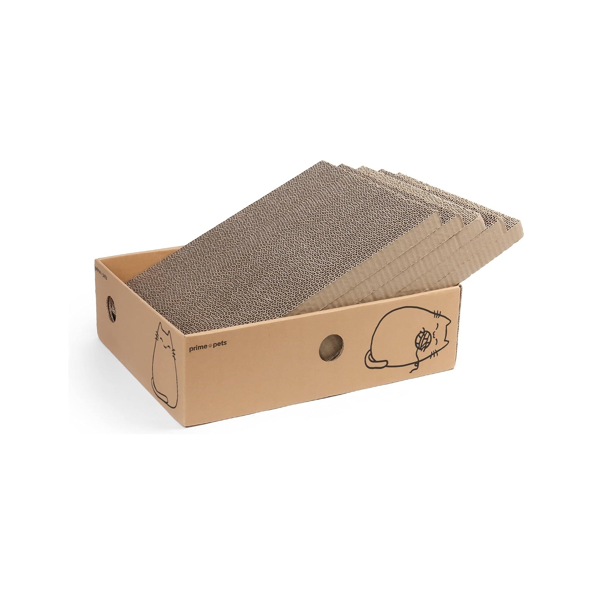 Cat Scratcher, Wide Cat Scratch Pad with Box, 5 Pack, XL Reversible Scratcher Cardboard for Indoor Cats, 17x13x5'' Kitty Bed Scratching Board with Catnip, Convenient Replacement Hole Design