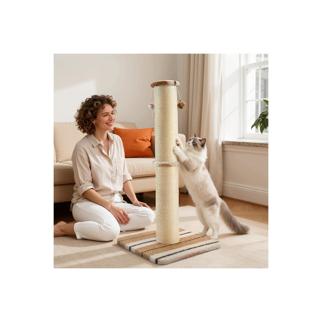 Tall Sisal Cat Scratching Post with Hanging Ball (34")