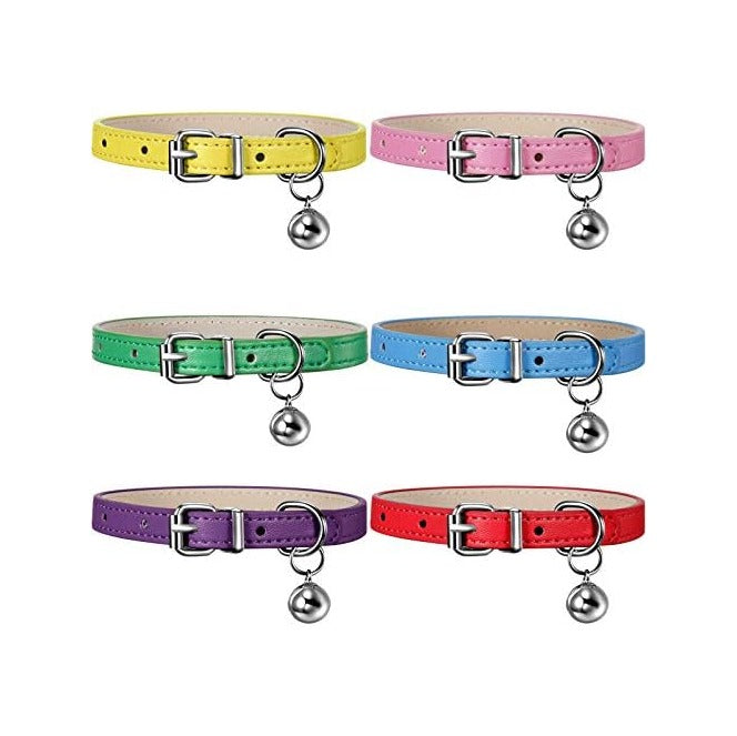 6 Pack Reflective Cat Collar with Bell, Breakaway and Safe Collars for Cats, Nylon, Pet Collar Mixed Colors Adjustable19-32cm