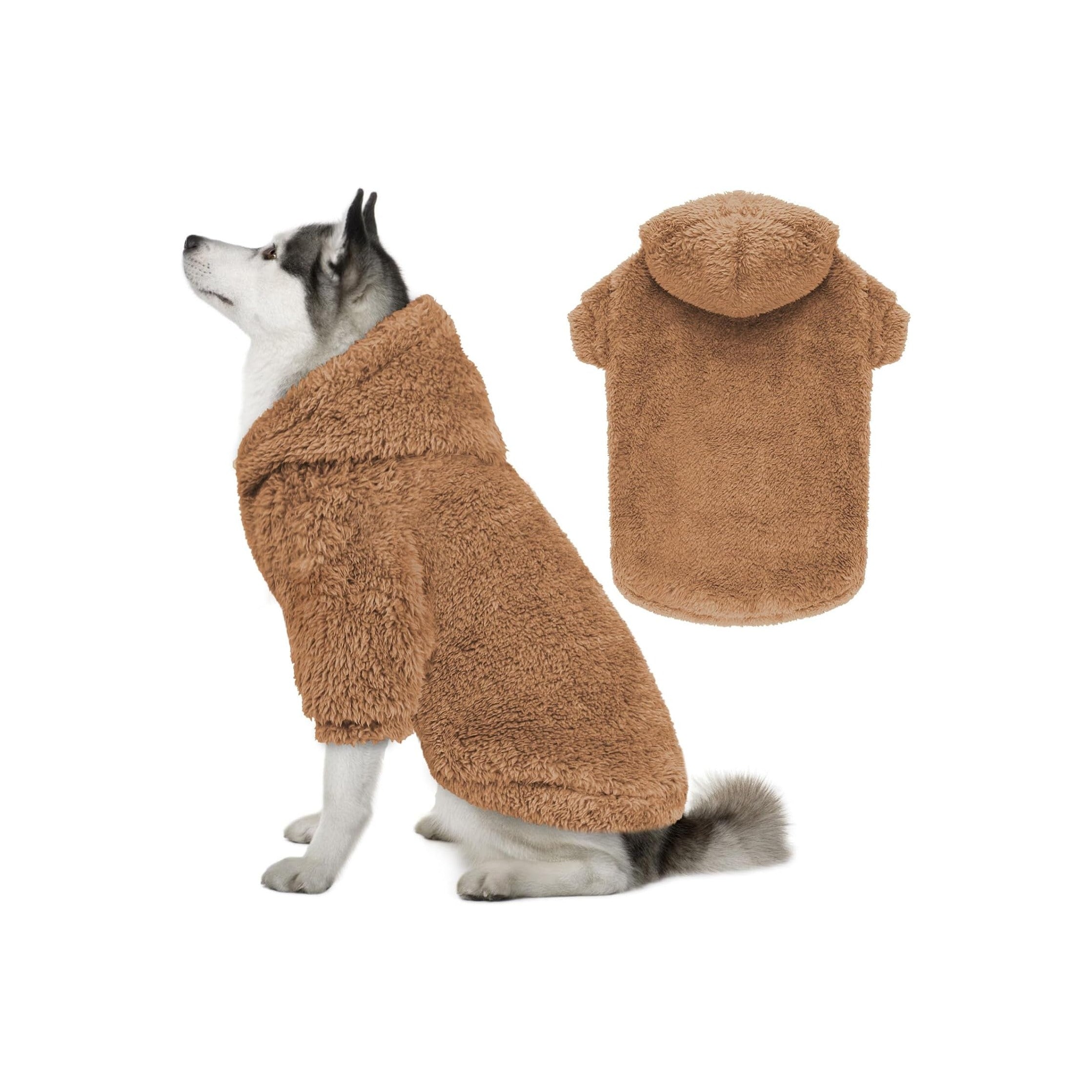 Fuzzy Dog Sweaters for Large Dogs Dog Hoodie Soft Double-Sided Plush Pet Sweater Fleece Pet Clothes Coats Hoodie Sherpa Hooded Sweatshirt