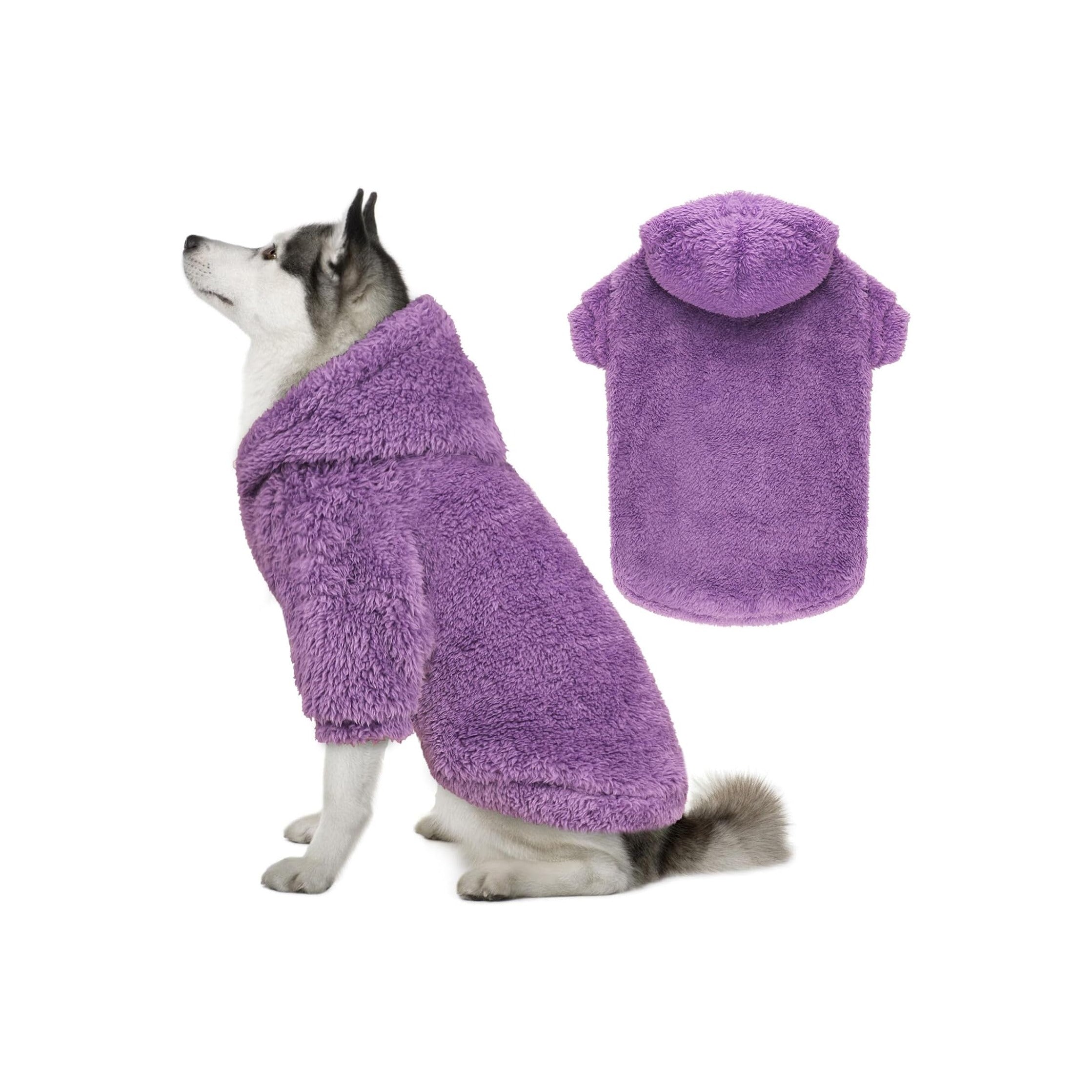 Fuzzy Dog Sweaters for Large Dogs Dog Hoodie Soft Double-Sided Plush Fleece Pet Sweater Pet Clothes Coats Hoodie Sherpa Hooded Sweatshirt